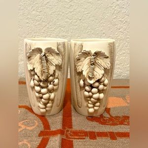 2 VTG Giovanelli Pottery Mugs. Grape Vine Design. Signed Giovanelli.